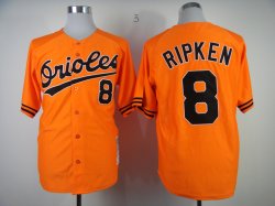 Baltimore Orioles #8 Cal Ripken orange Throwback Baseball Jersey