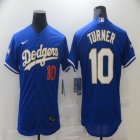 Custom Nike Los Angeles Dodgers #10 Justin Turner blue Flexbase Authentic Collection Jersey with World Series Champions-BD