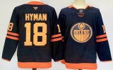 Edmonton Oilers #18 Zach Hyman Navy orange Ice Hockey jerseys -PD 01