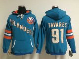 Women New York Islanders #19 John Tavares skyblue Ice hockey Hooded Sweatshirt