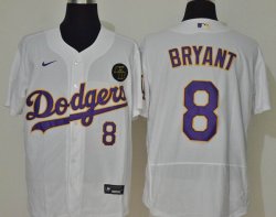 Los Angeles Dodgers #8 Kobe Bryant white Flexbase Authentic Collection Jersey With KB patch-WL