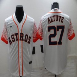 Nike Houston Astros #27 Jose Altuve white majestic Baseball Jersey Gradient -BD