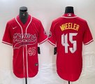 Nike Philadelphia Phillies #45 Zack Wheeler red majestic baseball jersey Joint name-BD