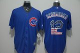 Chicago Cubs #12 Kyle Schwarber blue usa flag baseball jerseys