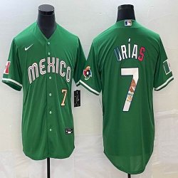 2023 World Cup Mexico #7 Julio Urias green red majestic baseball jerseys 44