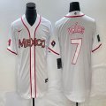 2023 World Cup Mexico #7 Julio Urias white majestic baseball jerseys 36