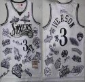 Philadelphia 76ers 3# Allen Iverson white throwback nba basketball jersey-XD