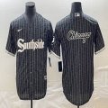 Nike Chicago White Sox blank black majestic baseball jersey big logo 03