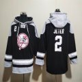 New York Yankees #2 Derek Jeter black gray Hooded Sweatshirt