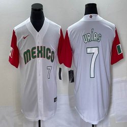 2023 World Cup Mexico #7 Julio Urias white red majestic baseball jerseys 71