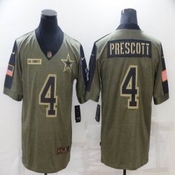 Nike Dallas Cowboys #4 Dak Prescott green 2021 Salute to Service Limited Jersey