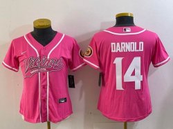 Youth Nike Minnesota Vikings Sam Darnold pink baseball jerseys Joint name-BD