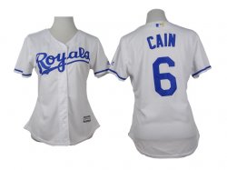 women Kansas Royals #6 Lorenzo Cain white baseball jerseys