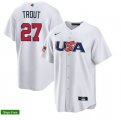 2023 World Cup #27 Mike Trout white USA majestic baseball jerseys