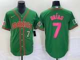 2023 World Cup Mexico #7 Julio Urias green red majestic baseball jerseys 114