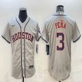 Nike Houston #3 Jeremy Pena gray Flexbase Authentic Collection Jersey 01