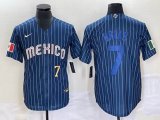 2023 World Cup Mexico #7 Julio Urias blue majestic baseball jerseys 63