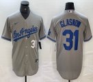 New Los Angeles Dodgers #31 Tyler Glasnow gray majestic baseball jerseys 02