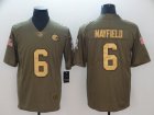 Nike Cleveland Browns 6 Mayfield Olive Camo Carson 2017 Salute to Service Limited Jersey-BD