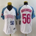 Women 2023 World Cup Mexico #56 Randy Arozarena white skyblue majestic baseball jerseys 14