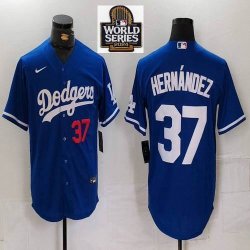 Nike Los Angeles Dodgers #37 Enrique Hernandez blue majestic baseball jerseys 01