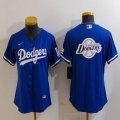 Women Nike Los Angeles Dodgers blue fashion MLB baseball Jersey-Joint name-BD 04