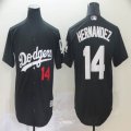 Los Angeles Dodgers #14 Enrique Hernandez black baseball jersey Inverted version