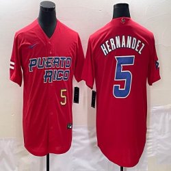 Puerto Rico Baseball #5 Enrique Hernandez red 2023 World Baseball Classic Replica Player Jersey 03