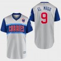 Chicago Cubs #9 El Mago gray blue majestic mlb baseball jersey Nickname version