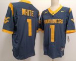 West Virginia Mountaineers #1 Jahiem White Dark blue college football jerseys