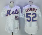 New York Mets #52 Yoenis Cespedes White Blue Strip Flexbase Authentic Collection Jerseys