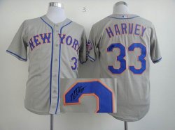 New York Mets #33 Matt Harvey gray MLB signature Jerseys