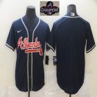 Nike Atlanta Braves blank dark blue majestic baseball Jersey-BD