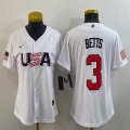 Youth 2023 World Cup #3 Mookie Betts white USA majestic baseball jerseys 06