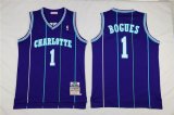 Charlotte Hornets #1 Tyrone Bogues purple Soul Swingman Road Jersey