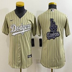 Youth Nike Los Angeles Dodgers blank beige majestic baseball MLB Jersey-BD 01