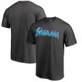 Men's Miami Marlins Fanatics Branded Heather Gray 2018 Father's Day Blue Wordmark T-Shirt