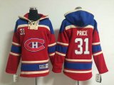 Youth Montreal Canadiens Carey Price 31# Red Ice Hockey Hooded Sweatshirt