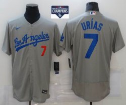 Los Angeles Dodgers #7 Julio Urias gray Flexbase Authentic Collection Jersey 2020 Majestic MLB World Series