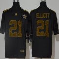 Custom Nike Dallas Cowboys #21 Ezekiel Elliott Black Color Rush Limited Jerseys Flocking Leopard-WL