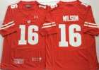 Wisconsin Badgers #16 Russell Wilson red College Football Color Rush Limited Jersey