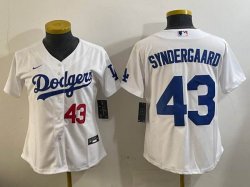 Youth Nike Los Angeles Dodgers #43 Noah Syndergaard white majestic baseball jerseys 01