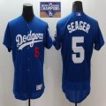 Los Angeles Dodgers #5 Corey Seager blue Flexbase Authentic Collection Jersey 2020 Dodger World Series Champions