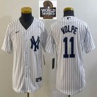 Women Nike New York Yankees #11 Volpe white majestic baseball Jerseys-BD