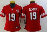 Women Nike 49ers #19 Deebo Samuel red Color Rush Limited Jersey with 75th patch