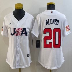 Youth 2023 World Cup #20 Pete Alonso white USA majestic baseball jerseys 06