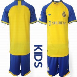 2023 Al Nassr club yellow kid soccer jerseys home