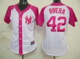 MLB New York Yankees 42 Mariano Rivera Womens Pink Splash Fashion Jersey