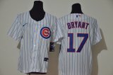 Youth nike Chicago Cubs #17 Kris Bryant White Stripe Cool Base Stitched Baseball Jersey