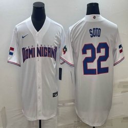 2023 World Cup Dominican Republic\'s #22 Juan Soto white majestic baseball jerseys 09